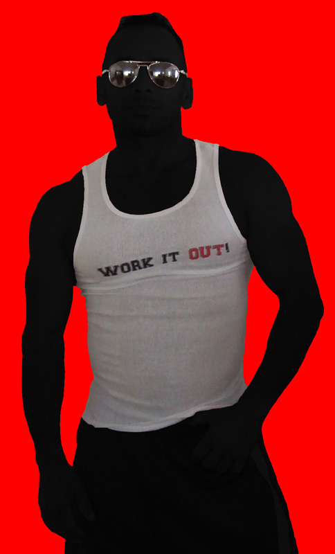 White/Black & Red Lettering Tank: WORK IT OUT
